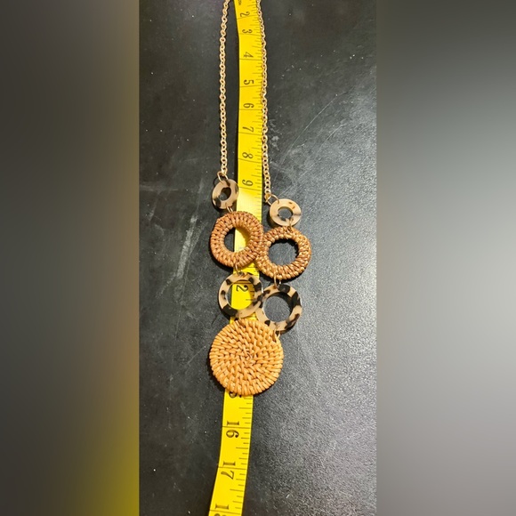 Statement Necklace Wicker Tortoise Shell Tuscan Mom Boho Chic Retro Casual Gift - Picture 11 of 14